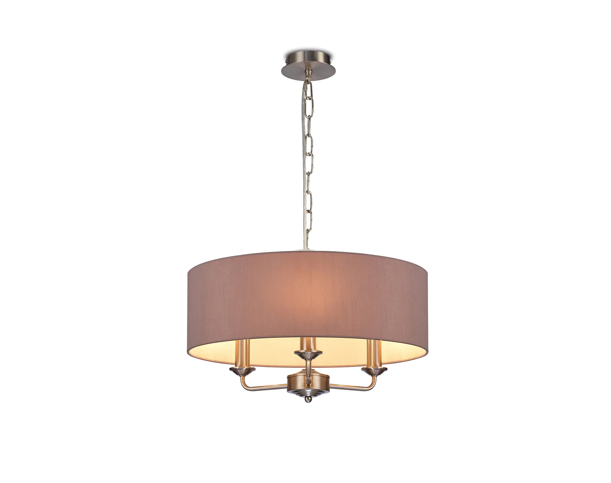 Banyan 45cm 3 Light Pendant Satin Nickel; Taupe/Halo Gold